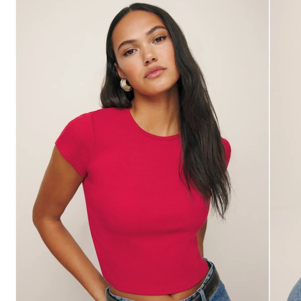 NWT Reformation Muse Tee // Lipstick Red // XS